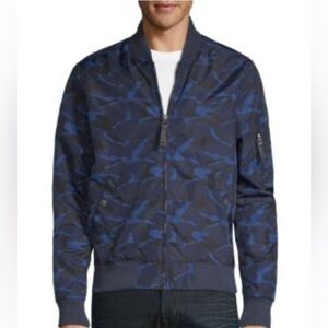 Slate & Stone Blue Camo Bomber. Medium
